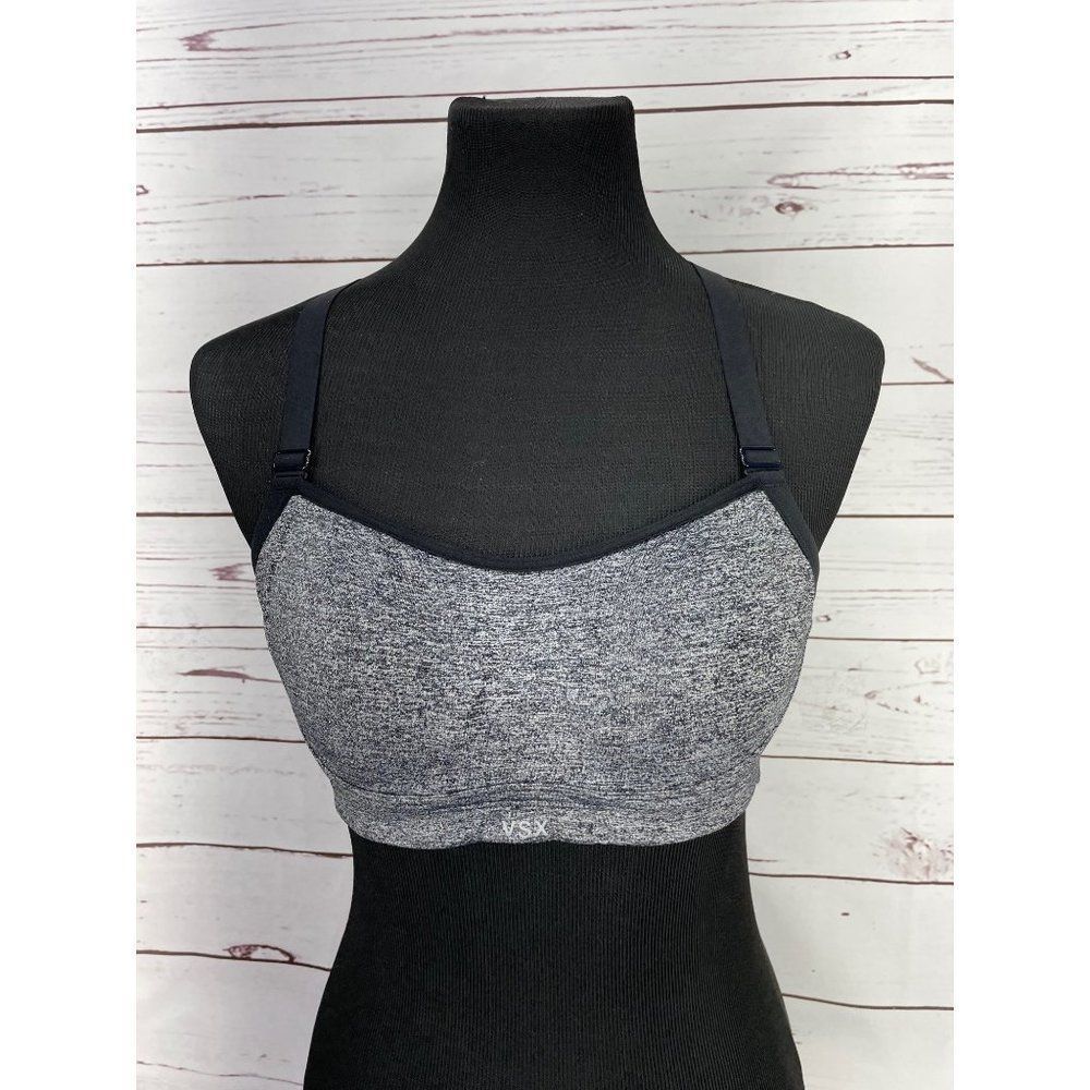 Victoria's Secret VSXSPORT Women's Black Grey Padded Cross Back Sports Bra‎ Size
